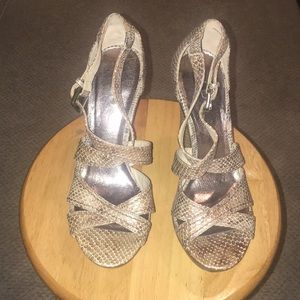 Aldo Snake Skin Pattern Strappy Wedges